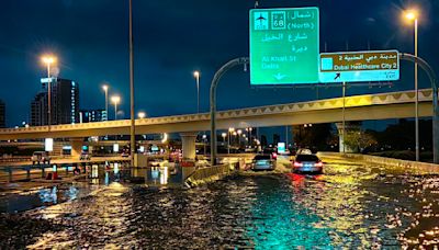 A year’s worth of rain plunges normally dry Dubai underwater