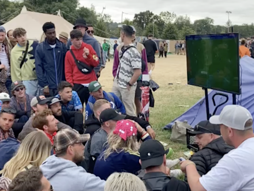 Louis Tomlinson sets up TV at Glastonbury for fans to watch England game