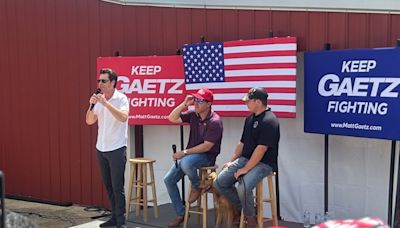 Rep. Matt Gaetz hosts campaign rally at gun store, joined by Kyle Rittenhouse