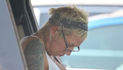 Reclusive Kim Mathers seen sleeping at the wheel of her car during shopping trip