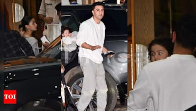 Ranbir Kapoor, Alia Bhatt, Raha Kapoor jet off...Merchant's pre-wedding celebrations - PICS inside | Hindi Movie News - Times of India