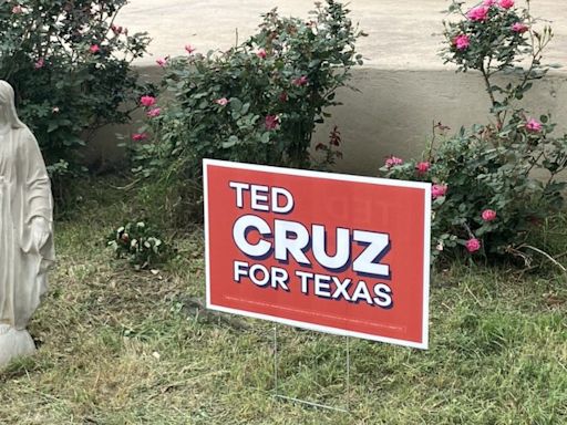 Elections regulator hearing complaint about Ted Cruz has yard sign for senator's campaign