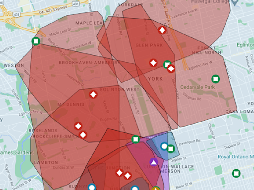 Here's a map of the massive Hydro power outage in Toronto