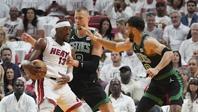 Kristaps Porzingis is out with a calf strain for Celtics' potential series clincher against Heat