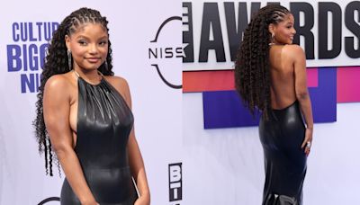 Halle Bailey Embraces Backless Silhouette in Avellano Dress With Flowing Train on the BET Awards 2024 Red Carpet