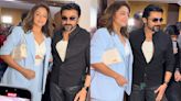 Jyothika’s powder blue pantsuit strikes perfect balance of sass and class, complemented by her statement white Jacquemus bag