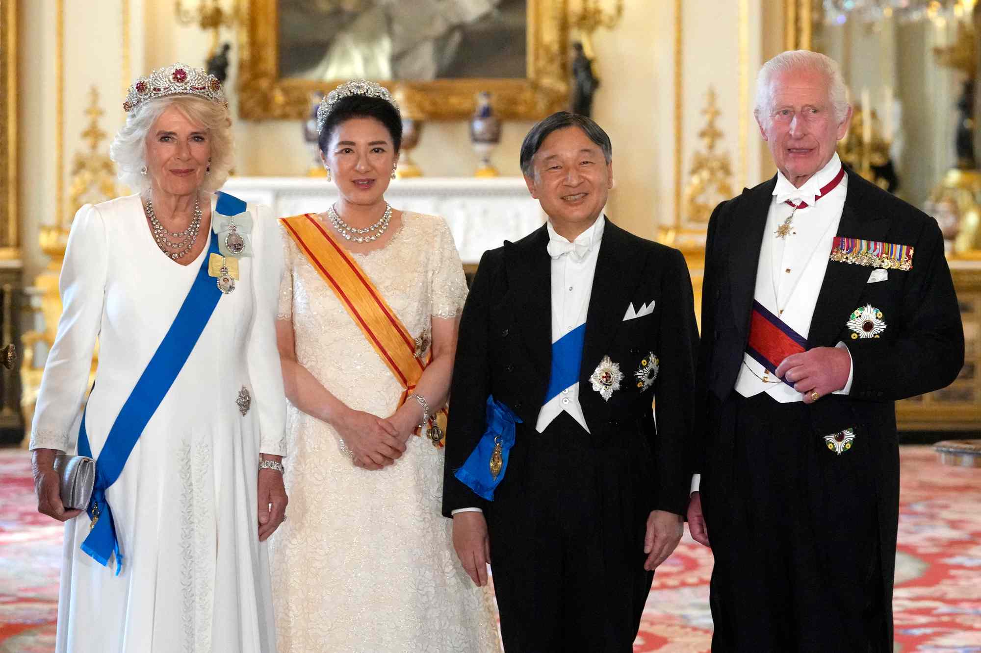 Queen Camilla Goes Glam in Tiara for State Banquet at Buckingham Palace with King Charles and Prince William