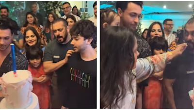 Salman Khan is the cutest maamu to Ayat at sister Arpita's birthday bash. Watch