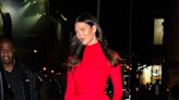 Karlie Kloss Brings the Glamour in a Bright Red Wrap Dress and Kitten-Heel Boots