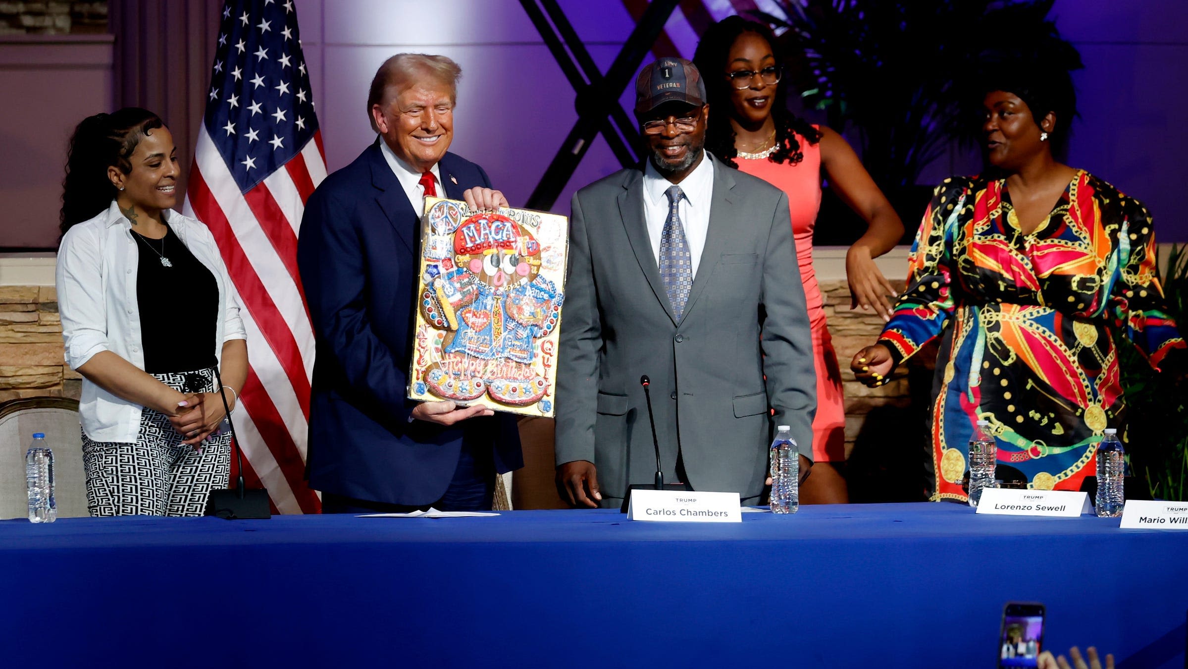 Photo of white celebrities unrelated to Trump Detroit visit | Fact check