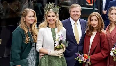 El sorprendente look de Máxima de Holanda en el Día del Rey: inspirado en la naturaleza y con un tocado espectacular