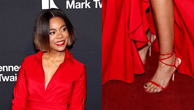 Regina Hall Goes Strappy in Red Stuart Weitzman Sandals for Mark Twain Prize 2024