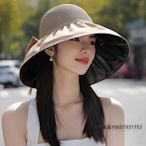 帽子女夏季2024新款黑膠防紫外線遮陽漁夫帽大檐遮臉防曬帽-緻雅尚品