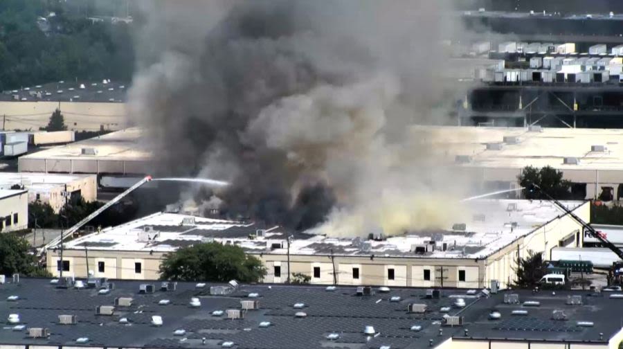 NJ fire near The RealReal warehouse causes gray smoke to fill sky, video shows