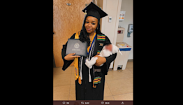 ‘My big day, now his.’ Student graduates college hours after giving birth in Louisiana