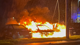 Downed power line sparks fire that destroys cars in Johnston