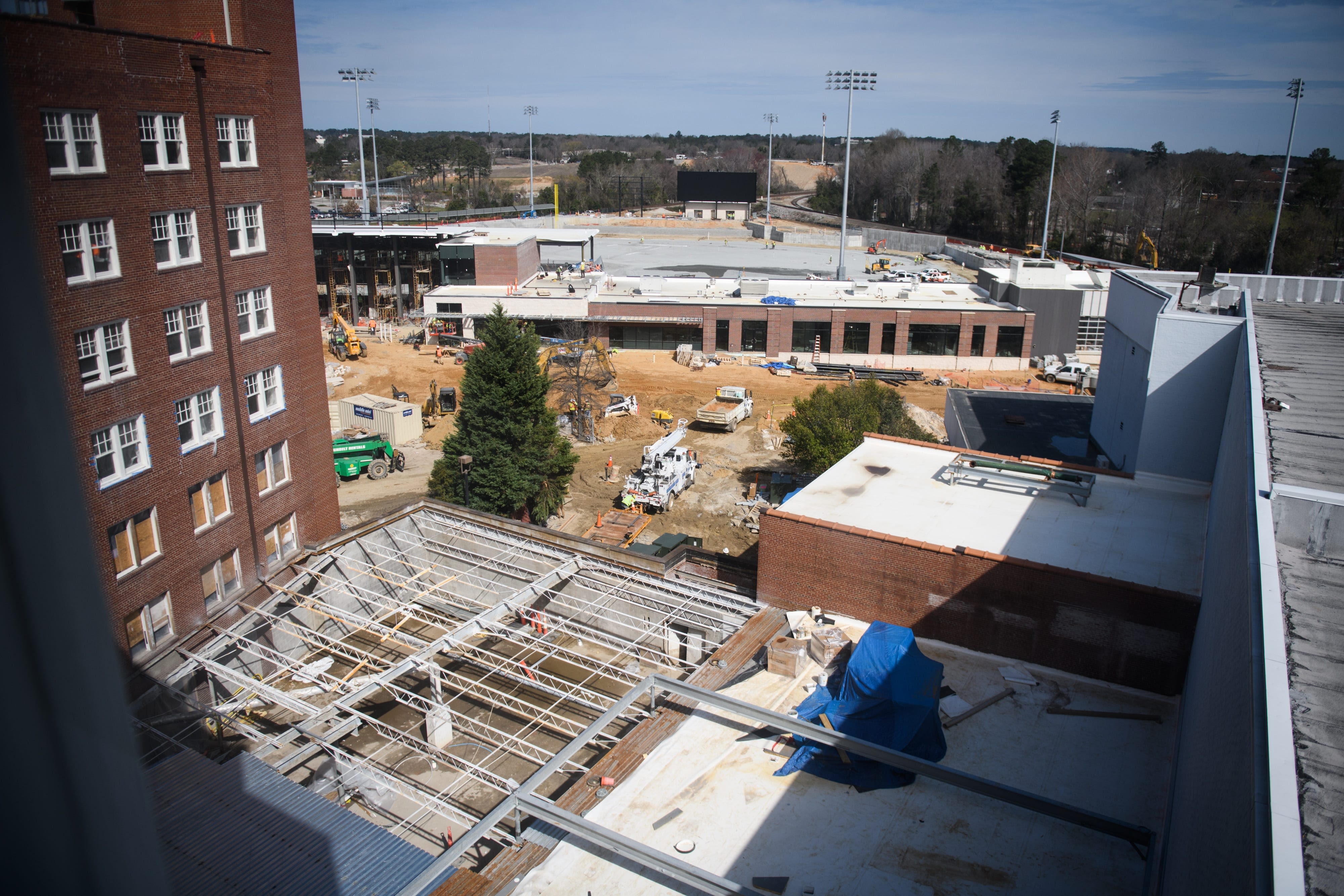 Why did downtown Fayetteville's ambitious StadiumView project lose its momentum?