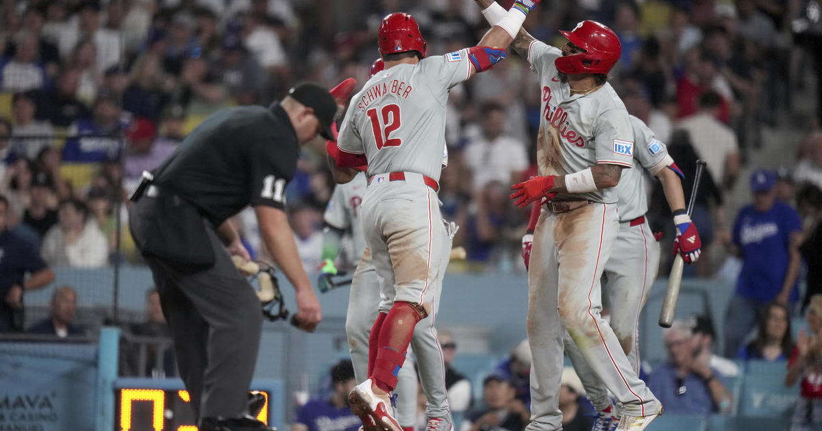 Kyle Schwarber has 3 homers, 7 RBIs for Philadelphia Phillies in 9-4 win over Los Angeles Dodgers