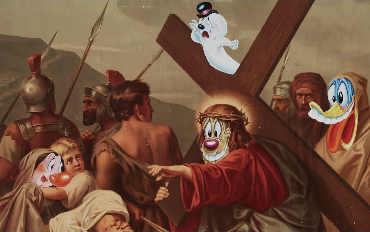 Jesus painting with ‘Looney Tunes’ face removed from gallery