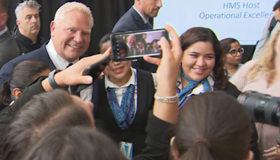 Ford dodges questions about Ontario Science Centre closure during Pearson appearance