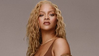 Rihanna oozes sex appeal as she strikes a pose in brown lingerie