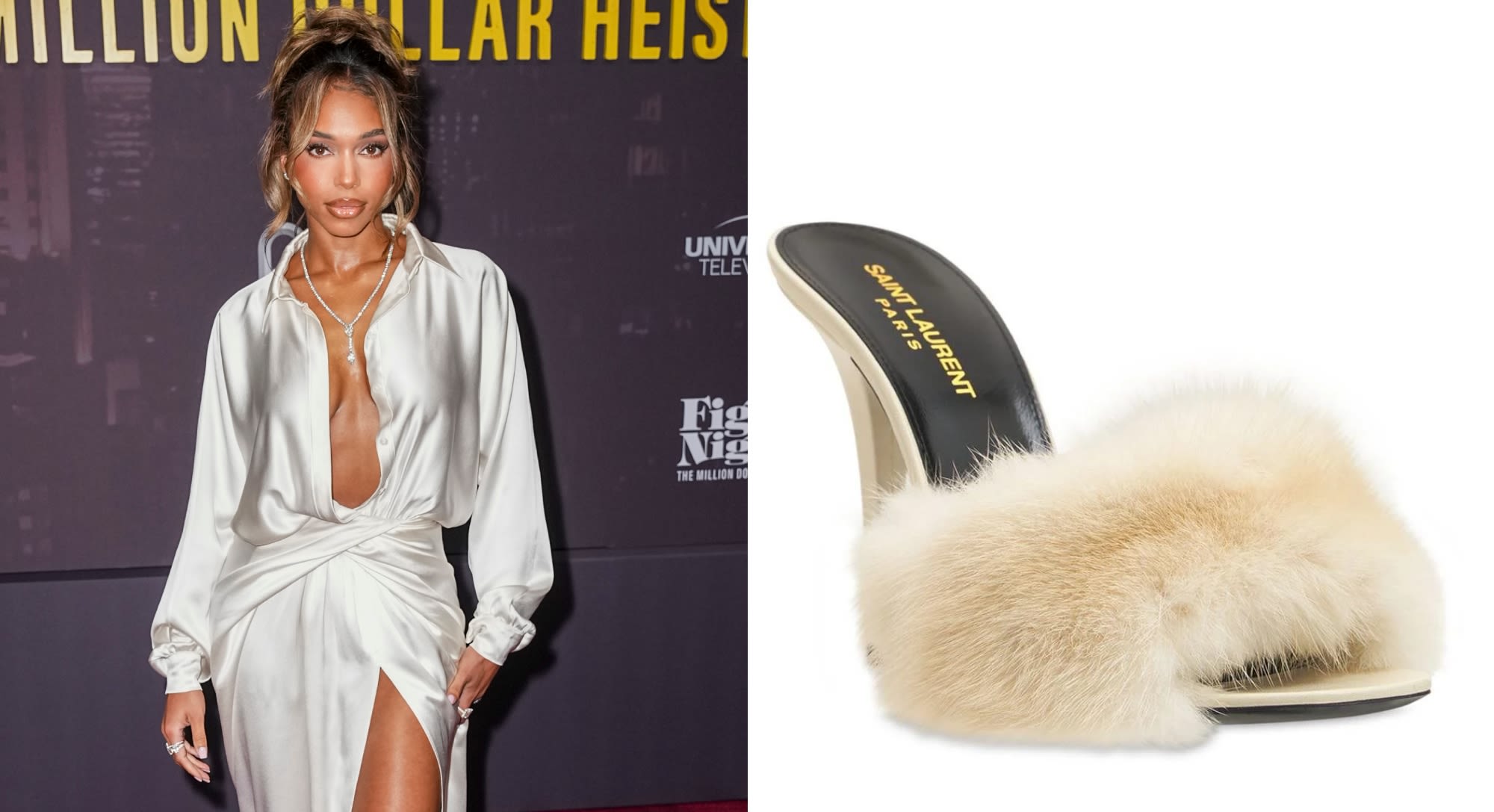 Lori Harvey Brought the Glamour to the ‘Fight Night’ Premiere Wearing Furry YSL Mules as She Celebrates Acting Debut