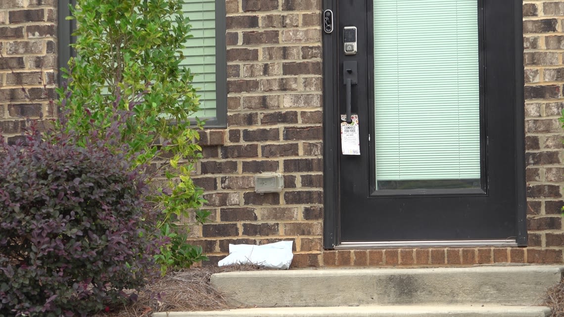 Porch pirate caught stealing package on front door bell camera