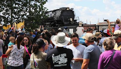 Union Pacific's last operating Big Boy locomotive makes a whistle-stop in Laramie