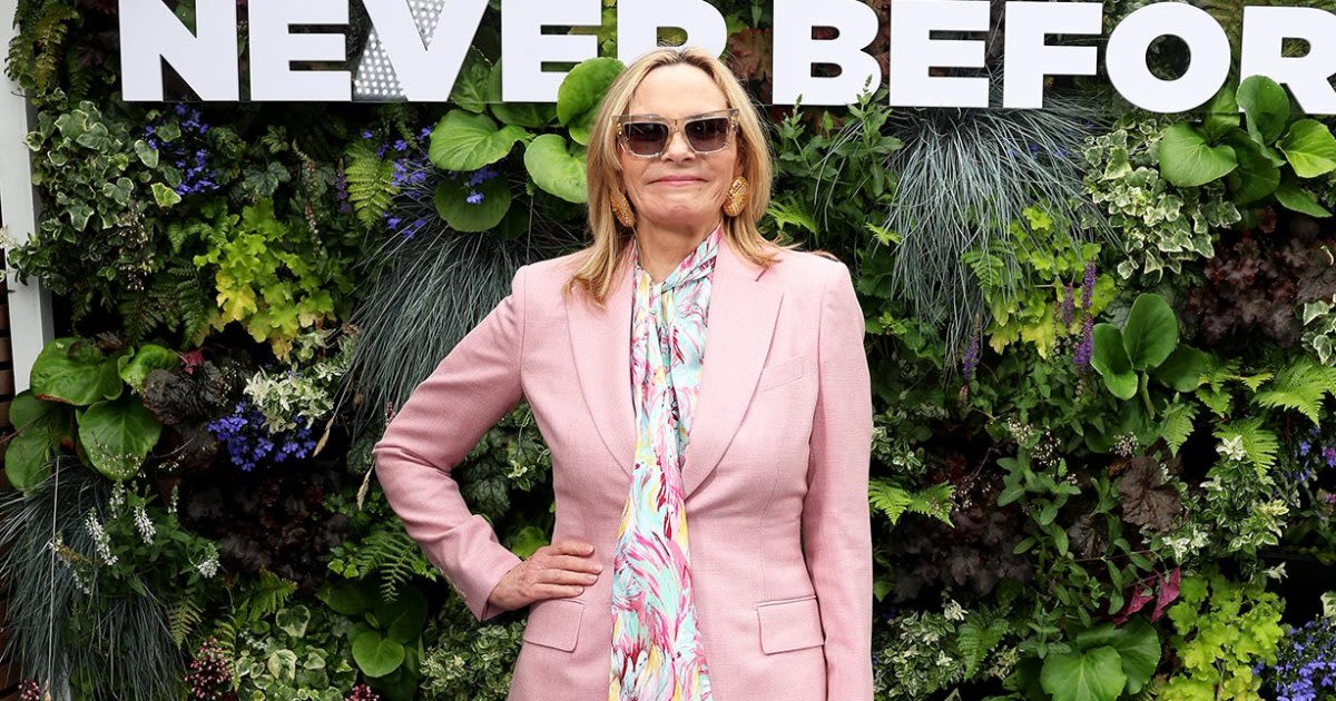 Kim Cattrall Stuns in Pink Power Suit at Wimbledon Samantha Jones Would Approve Of