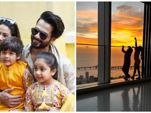 Shahid Kapoor shares rare pic of kids as they check out the breathtaking sunset from their swanky Mumbai home