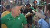 WATCH: Celtics coach Joe Mazzulla strolls through North End with NBA Finals trophy