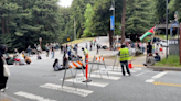 UC Santa Cruz pro-Palestinian protestors blocking road on campus