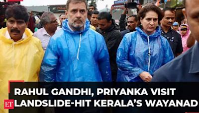 Rahul Gandhi, Priyanka Gandhi visit landslide-hit Chooralmala in Kerala's Wayanad