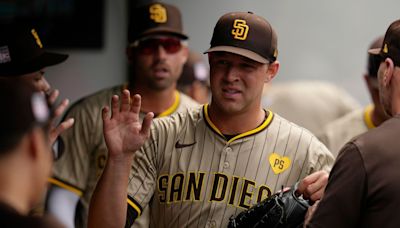 King flirts with no-no as Padres 2-hit Guardians