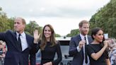 Prince Harry and Meghan Markle joined Prince William and Kate Middleton for an impromptu walk to view tributes to Queen Elizabeth II