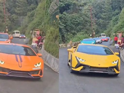 Watch: Spectacular Lamborghini parade lights up Uttarakhand's Mussoorie, 71 supercars dazzle crowds | Dehradun News - Times of India