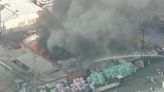 3-alarm fire erupts at commercial property in Lynwood, hazmat team requested