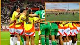 Invasión del campo en el estadio de Cartagena tras el partido entre la selección colombiana y ecuatoriana de fútbol femenino