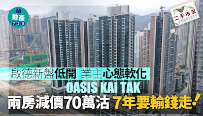 啟德新盤低開 區內業主態度軟化 兩房減價70萬沽 7年輸錢走｜二手市況