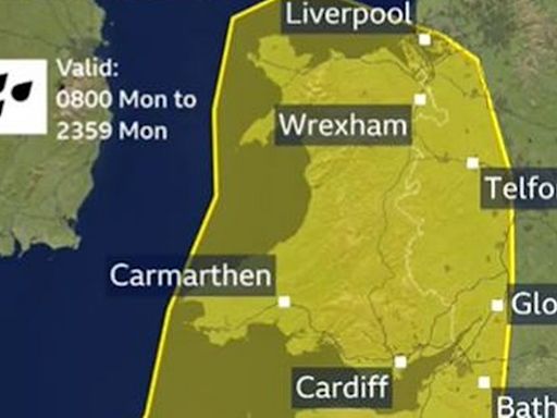 Weather maps show where in Wales will see most rain as 16-hour warning issued