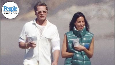 Best Dressed Couple! Brad Pitt and Girlfriend Ines de Ramon Coordinate Their Beach Attire in Layers of Linen