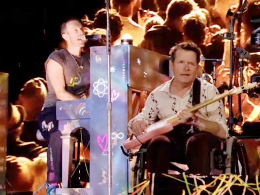 Michael J Fox joins Coldplay on stage at Glastonbury