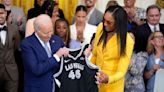 President Joe Biden cheers the Las Vegas Aces and women's basketball