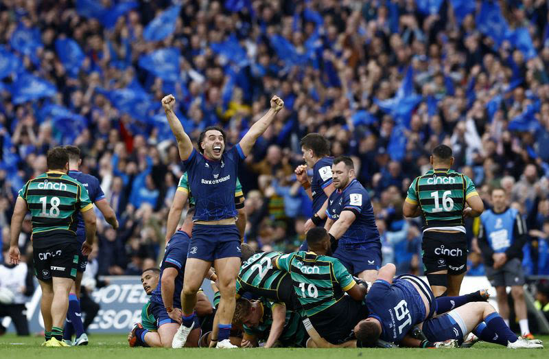 Rugby-Lowe hat-trick helps Leinster into European Champions Cup final