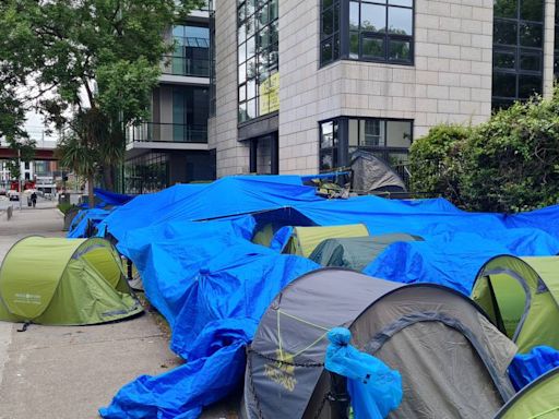 ‘This is not a good view for people’: homeless asylum seekers soaked during weekend rain