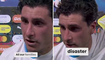 Uruguay star distressed in emotional interview about family being 'in danger'