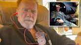 Arnold Schwarzenegger, 76, puts ‘Danger: High Voltage’ dynamite timer on chest after pacemaker fitting
