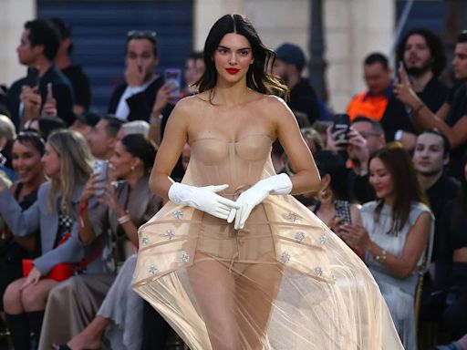 Kendall Jenner steals the show in a nude corset dress at Vogue Paris