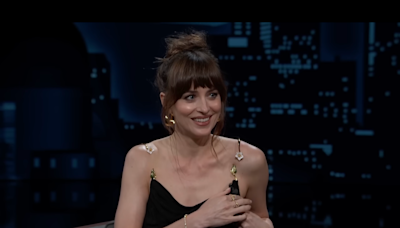 Dakota Johnson Didn't Let a Broken $3900 Dress Derail Her 'Dick Pic' Story on Jimmy Kimmel Live!