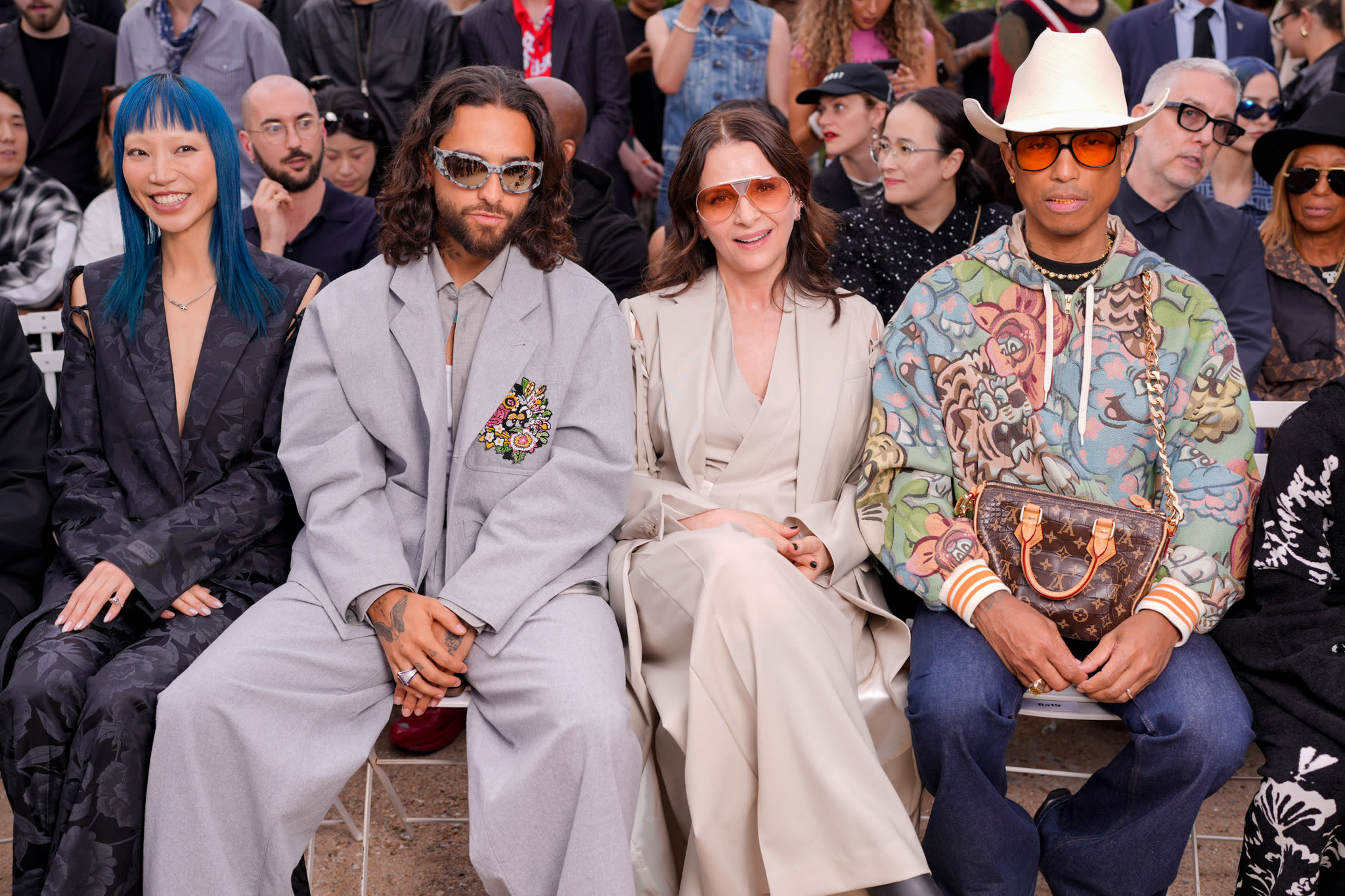 Pharrell Williams, Maluma, Selma Blair and More Celebrities Sit Front Row at Men’s Fashion Week Spring 2025